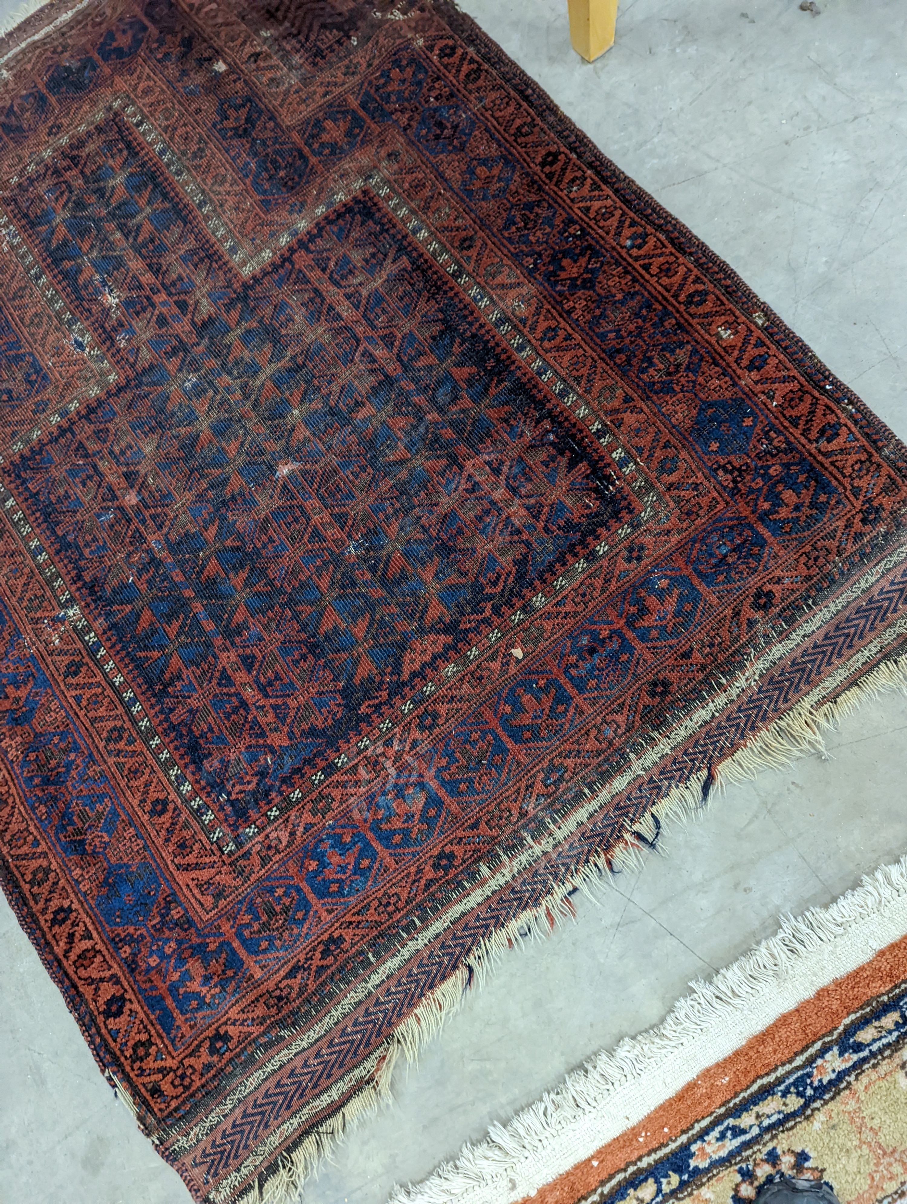 Two Belouch rugs and two prayer mats, largest 200 x 110cm